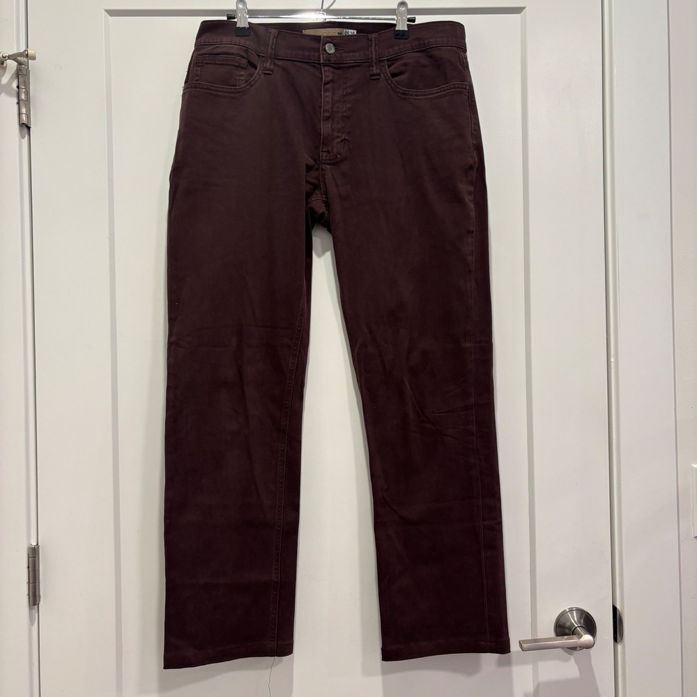 Joes‎ Jeans Brixton Straight Leg Pants Mens 32 Burgundy Maroon Cotton Blend